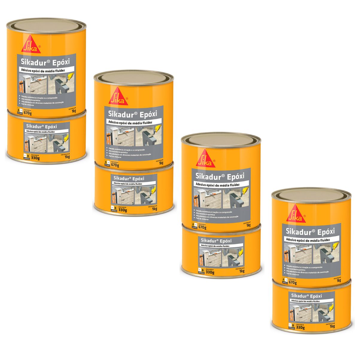 4 x Adesivo Epóxi Sikadur Epóxi - lata 1k...