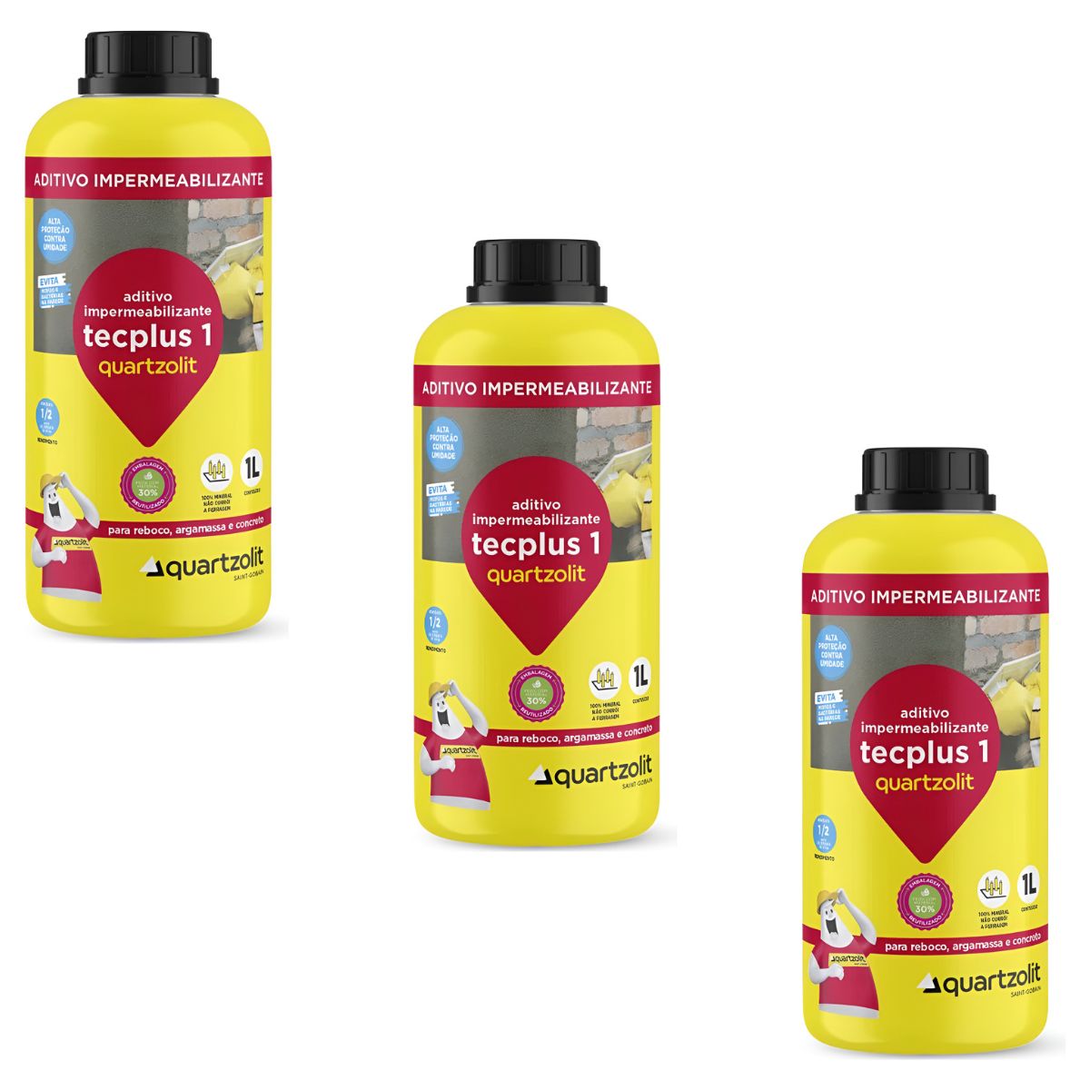 3 x Tecplus 1 Impermeabilizante Argamassa...
