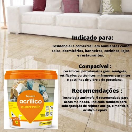 Rejunte Acrílico Branco 1kg Quartzolit Pr...